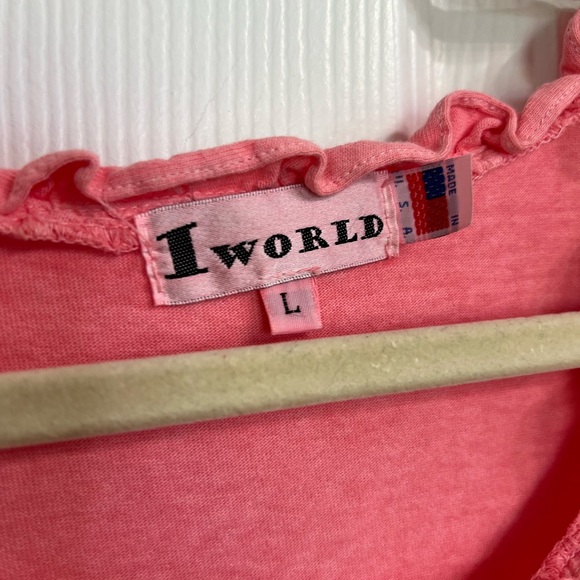 Vintage Iworld coquette pink ruffled tank top size large - Picture 2 of 4